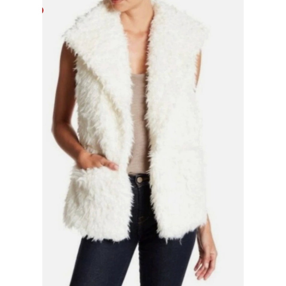Pete and Greta Johnny Was Cream Shaggy‎ Faux Fur Vest Size S Winter Layer Cozy